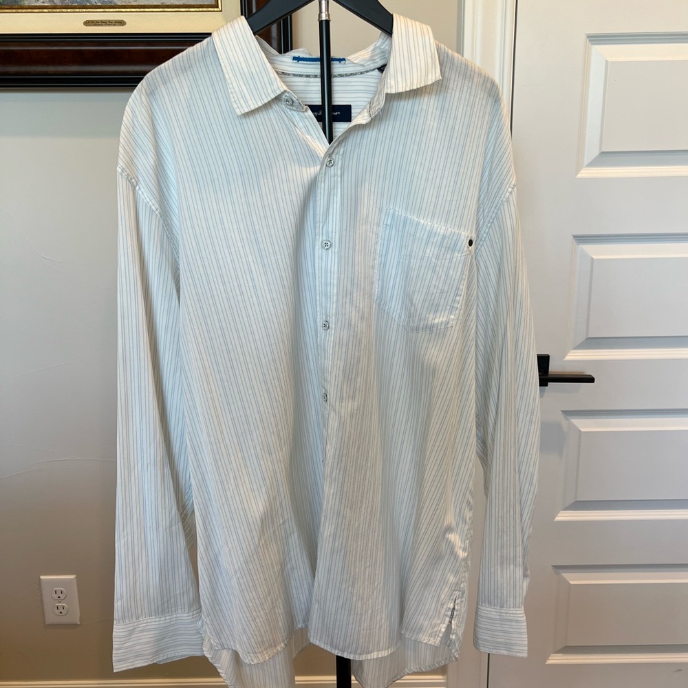 Tommy Bahama Classic White Striped Men's Shirt XXL